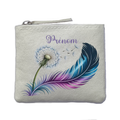 Porte monnaie personnalisé plume fleurs ivoire en feutrine en feutrine ivoire