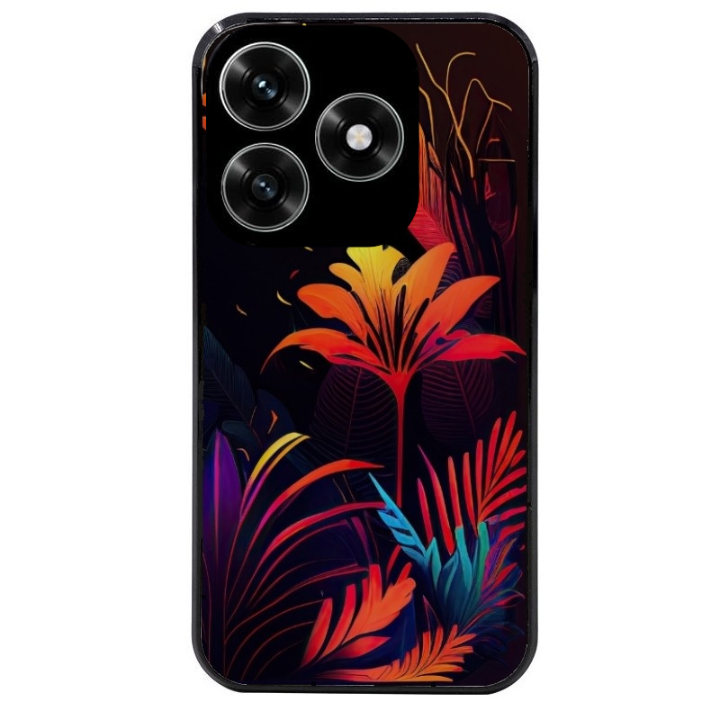 Coque noire taperso pour Honor X6B X5C X5C PLUS avec motif tropical jaune protection antichoc personnalisée