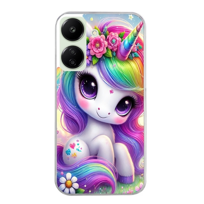 Coque taperso pour POCO C65 4G avec motif licorne et fleurs protection antichoc personnalisée