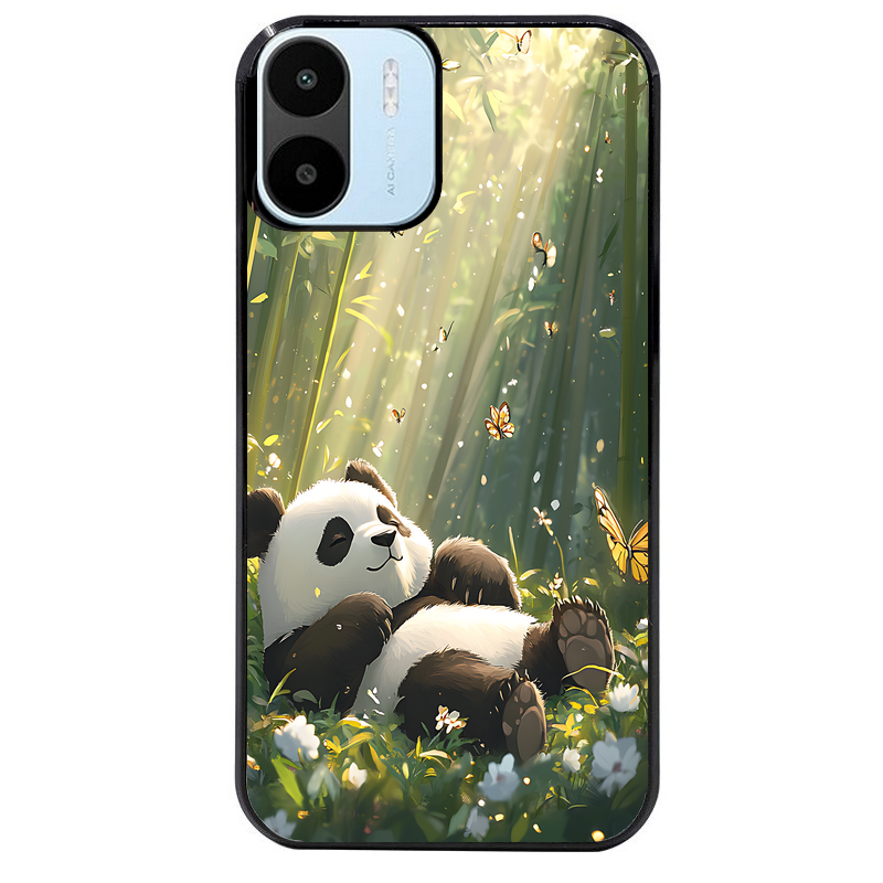 Coque noire taperso pour Redmi A1 et A2 avec motif panda bambou protection antichoc personnalisée
