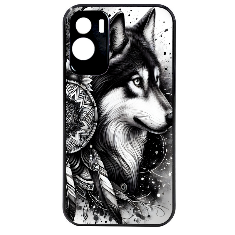 Coque noire taperso pour Honor 70 LITE 90 et LITE avec motif loup dreamcatcher protection antichoc personnalisée