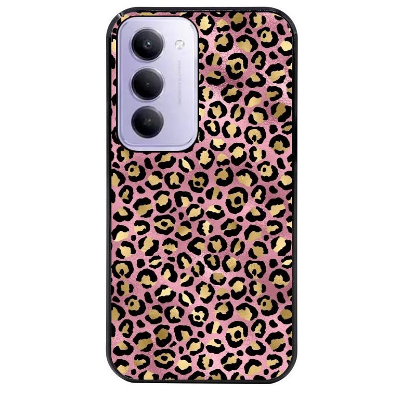 Coque noire taperso pour Redmi 15 4G et 5G avec motif leopard rose protection antichoc personnalisée