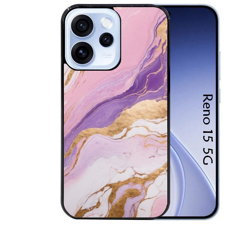 Coque noire taperso pour OPPO Reno 15 et F FS 5G avec motif marbre violet protection antichoc personnalisée