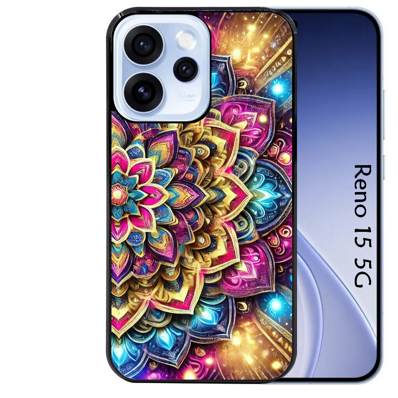 Coque noire taperso pour OPPO Reno 15 et F FS 5G avec motif mandala 2 protection antichoc personnalisée