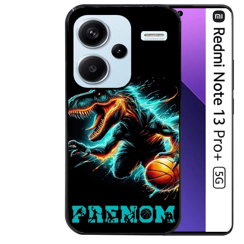 Coque noire taperso pour Redmi Note 13 PRO PLUS 5G avec motif basket et dino personnalisee protection antichoc personnalisée