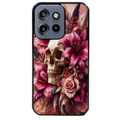 Coque noire taperso pour Moto Edge 60 et Neo Fusion Pro avec motif tete de mort skull plume protection antichoc personnalisée