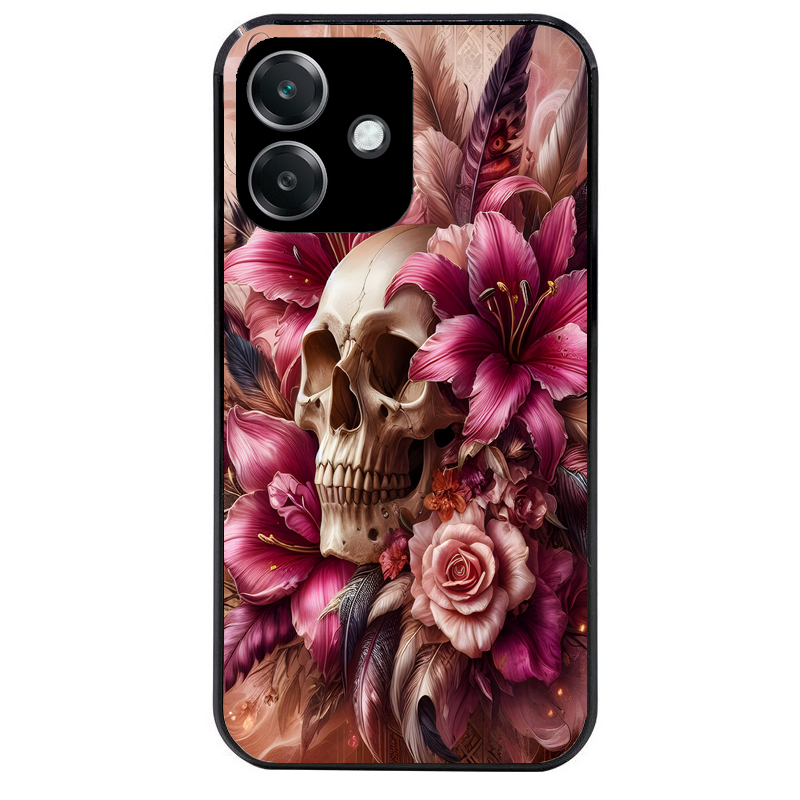 Coque noire taperso pour OPPO A40 avec motif tete de mort skull plume protection antichoc personnalisée