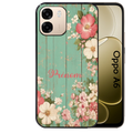 Coque noire taperso pour OPPO A6 A6X 4G et 5G avec motif bois et fleur avec votre prenom protection antichoc personnalisée