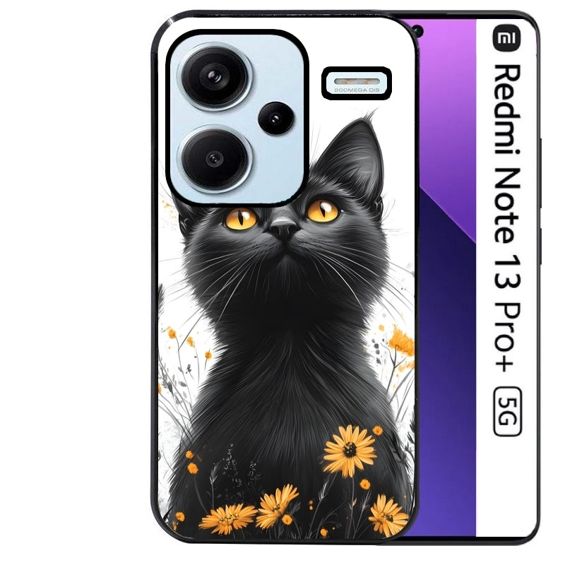 Coque noire taperso pour Redmi Note 13 PRO PLUS 5G avec motif chat eyes protection antichoc personnalisée