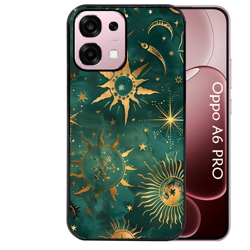 Coque noire taperso pour OPPO A6 PRO 4G et 5G avec motif lune et astro protection antichoc personnalisée