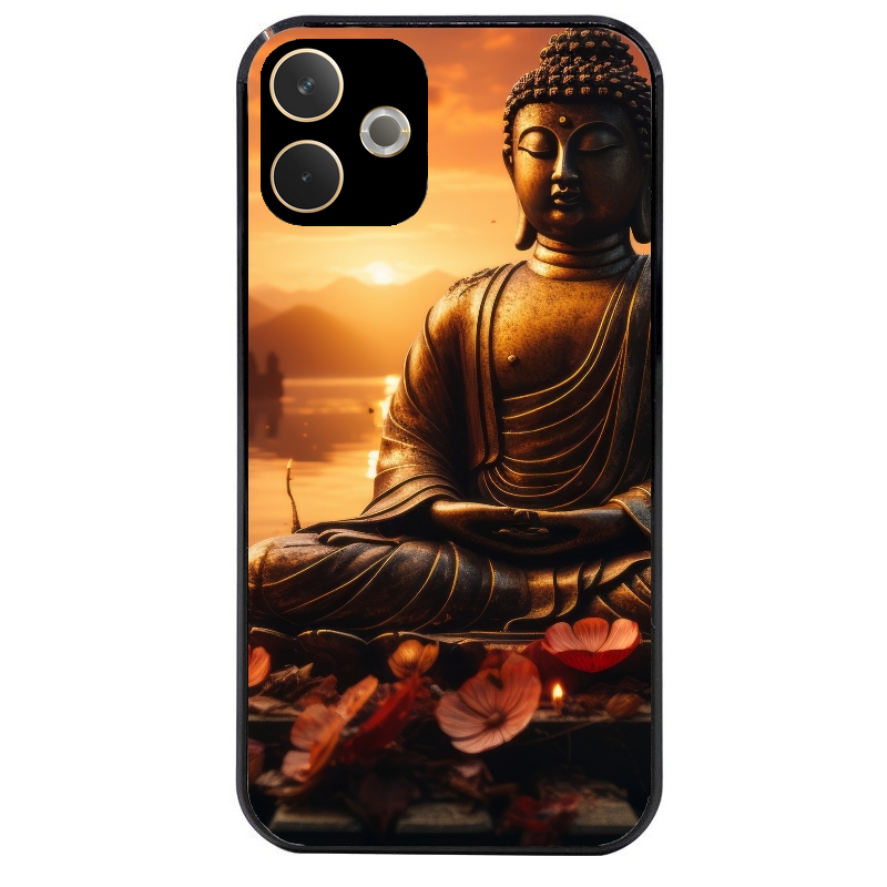 Coque noire taperso pour OPPO A5 PRO 4G et 5G avec motif bouddha et soleil protection antichoc personnalisée