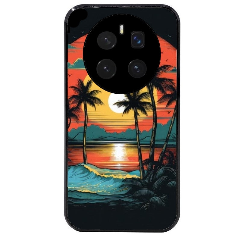 Coque noire taperso pour Magic 7 LITE et PRO avec motif hawaii palmier protection antichoc personnalisée