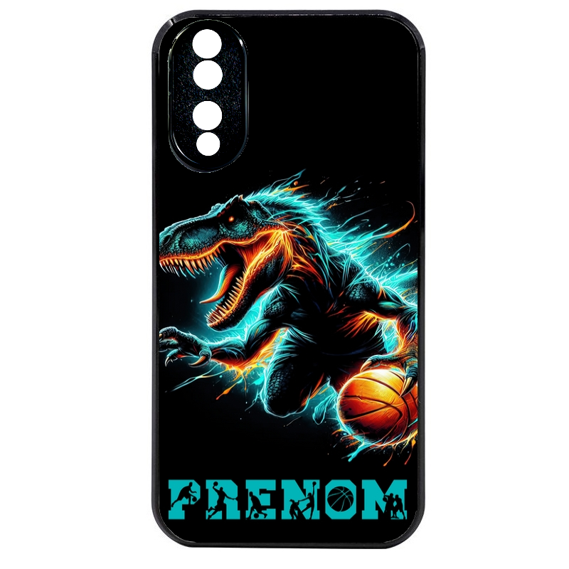 Coque noire taperso pour Honor 70 LITE 90 et LITE avec motif basket et dino personnalisee protection antichoc personnalisée