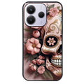 Coque noire taperso pour Redmi Note 14 et PRO PLUS 4G 5G avec motif tete de mort calavera rose protection antichoc personnalisée