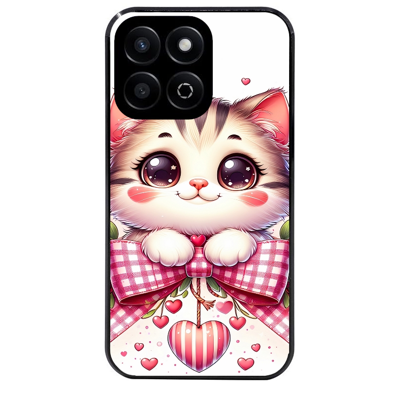 Coque noire taperso pour Honor 70 LITE 90 et LITE avec motif chat noeud et coeur protection antichoc personnalisée