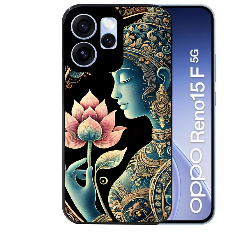 Coque noire taperso pour OPPO Reno 15 et F FS 5G avec motif bouddha et lotus protection antichoc personnalisée