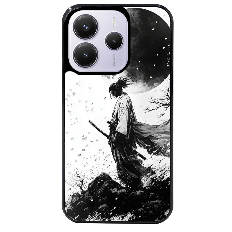 Coque noire taperso pour Redmi Note 14 et PRO PLUS 4G 5G avec motif samourai et lune protection antichoc personnalisée