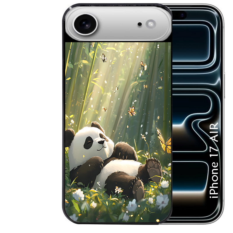 Coque noire taperso pour Iphone 17 17E AIR MAX PRO avec motif panda bambou protection antichoc personnalisée