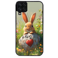 Coque noire taperso pour galaxy A22 A32 A52 A52S 4G 5G  avec motif lapin et fleurs personnalisee protection antichoc personnalisée