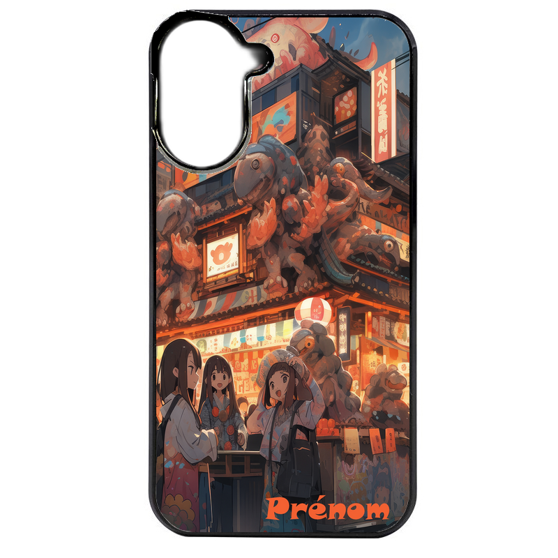 Coque noire taperso pour POCO C71 4G avec motif anime street japan personnalise protection antichoc personnalisée