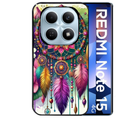 Coque noire taperso pour Redmi Note 15 et PRO PLUS 4G 5G avec motif dreamcatcher et mandala protection antichoc personnalisée