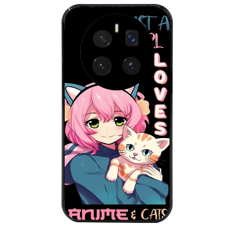 Coque noire taperso pour Magic 7 LITE et PRO avec motif anime et chat protection antichoc personnalisée