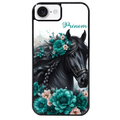 Coque noire taperso pour Iphone 17 17E AIR MAX PRO avec motif cheval et fleurs personnalisee protection antichoc personnalisée