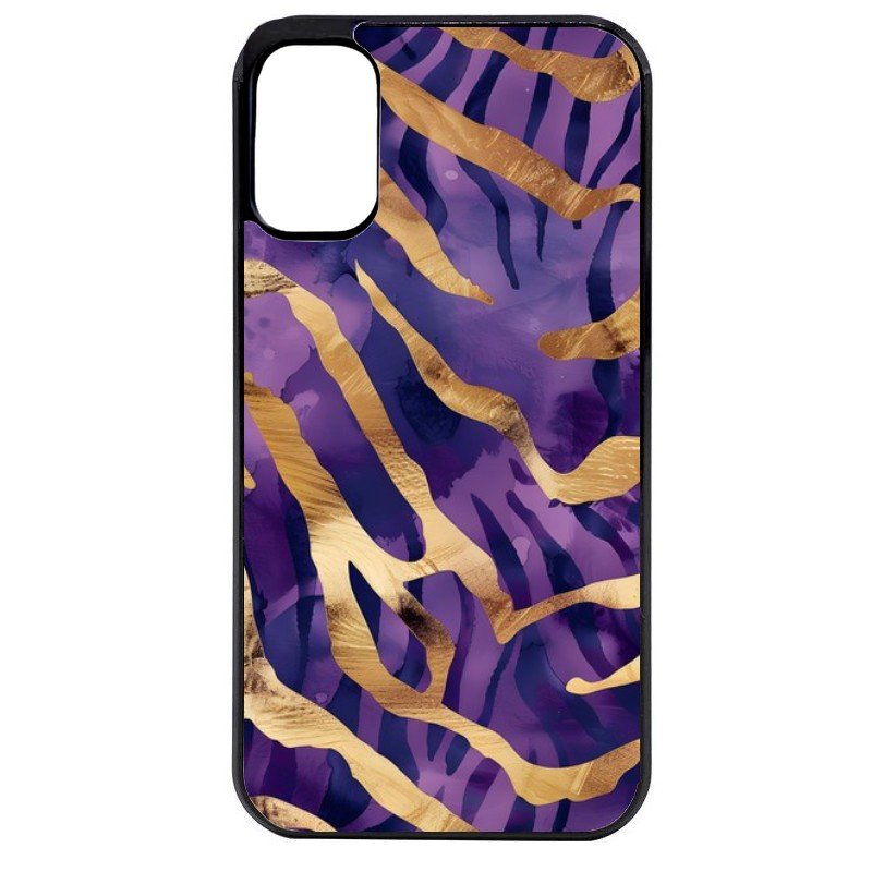 Coque noire taperso pour Moto E13 E14 E15 avec motif zebre violet protection antichoc personnalisée