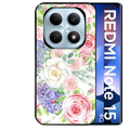 Coque noire taperso pour Redmi Note 15 et PRO PLUS 4G 5G avec motif fleur couleur pastel protection antichoc personnalisée