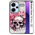 Coque noire taperso pour Redmi Note 13 PRO PLUS 5G avec motif tete de mort floral protection antichoc personnalisée