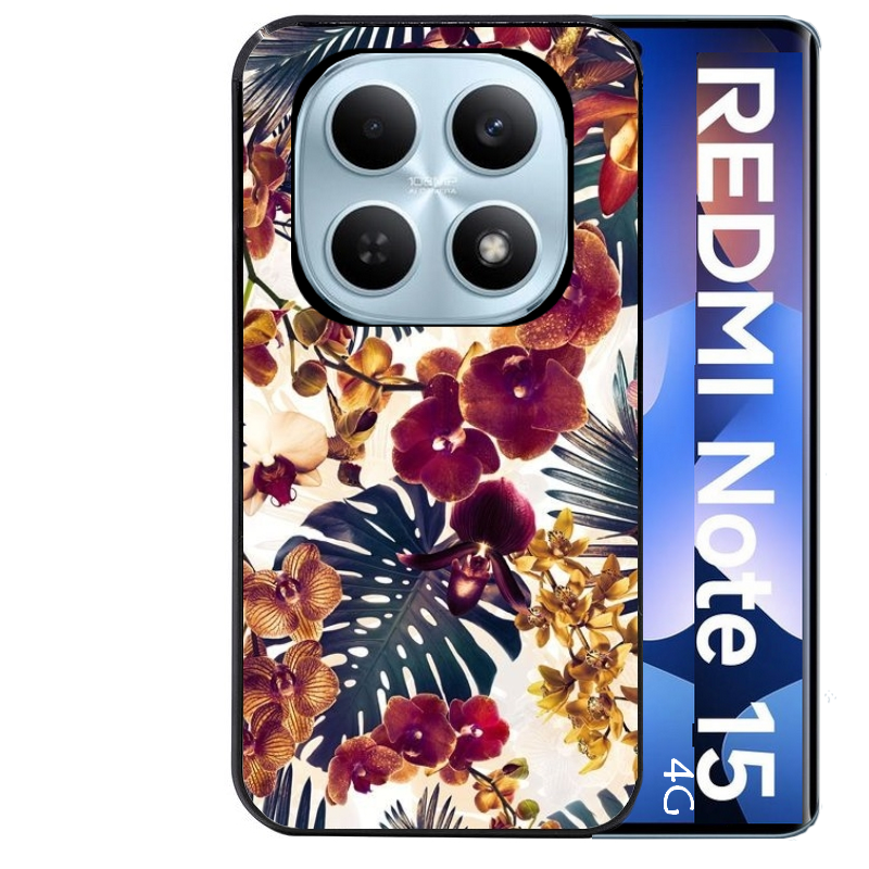Coque noire taperso pour Redmi Note 15 et PRO PLUS 4G 5G avec motif jungle couleurs d'automne protection antichoc personnalisée