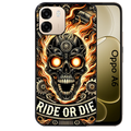 Coque noire taperso pour OPPO A6 A6X 4G et 5G avec motif tete de mort flamme protection antichoc personnalisée
