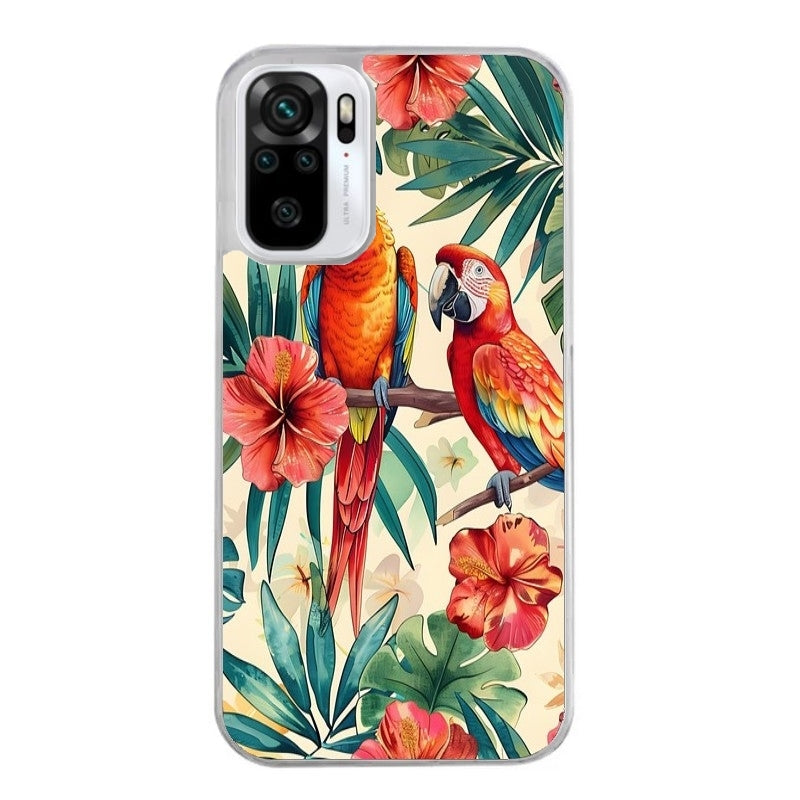 Coque taperso pour Redmi Note 10 4G 5G PRO 10S avec motif perroquet et fleurs protection antichoc personnalisée
