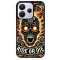 Coque noire taperso pour Redmi Note 14 et PRO PLUS 4G 5G avec motif tete de mort flamme protection antichoc personnalisée