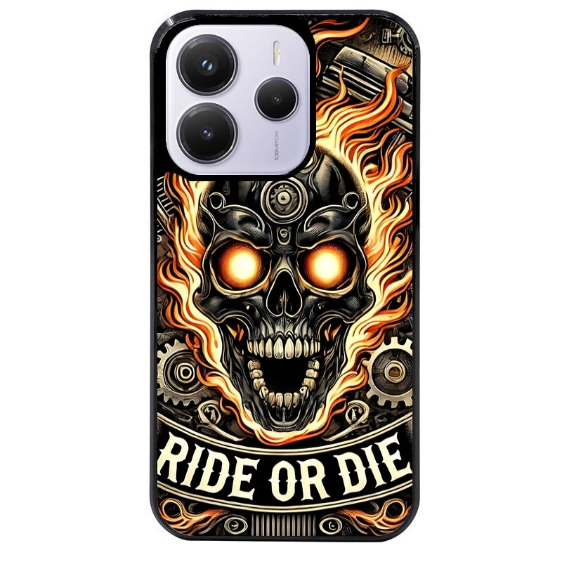 Coque noire taperso pour Redmi Note 14 et PRO PLUS 4G 5G avec motif tete de mort flamme protection antichoc personnalisée