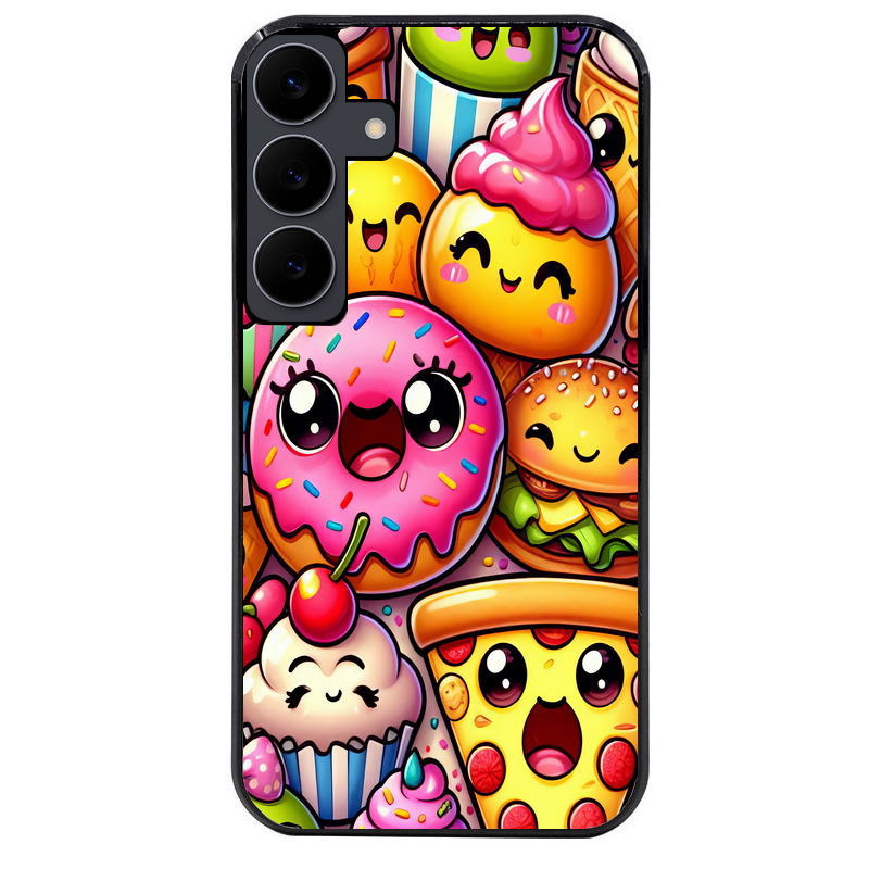 Coque noire taperso pour galaxy A06 A16 A26 A36 A56 avec motif anime donut kawaii protection antichoc personnalisée