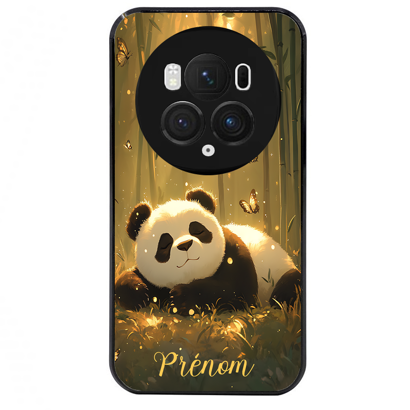 Coque noire taperso pour Magic 5 6 LITE et PRO avec motif panda et papillon personnalisee protection antichoc personnalisée
