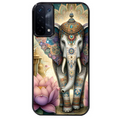 Coque noire taperso pour OPPO A54 et A74 5G avec motif elephant et lotus protection antichoc personnalisée
