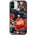 Coque noire taperso pour Redmi A1 et A2 avec motif fleur japan protection antichoc personnalisée