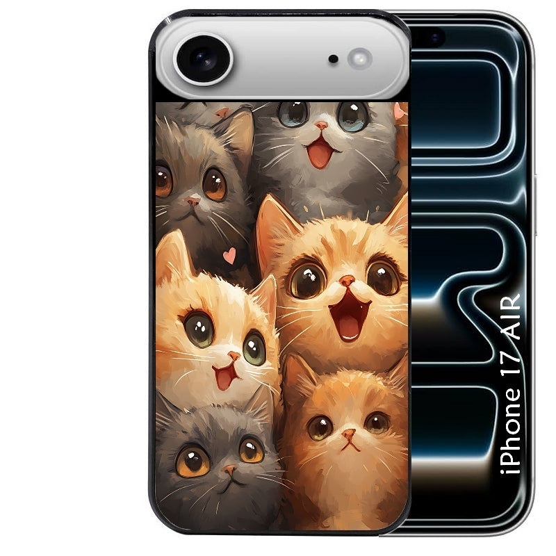 Coque noire taperso pour Iphone 17 17E AIR MAX PRO avec motif chat smile protection antichoc personnalisée
