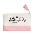 Pochette personnalisée motif plage vacances en toile et simili cuir personnalisée