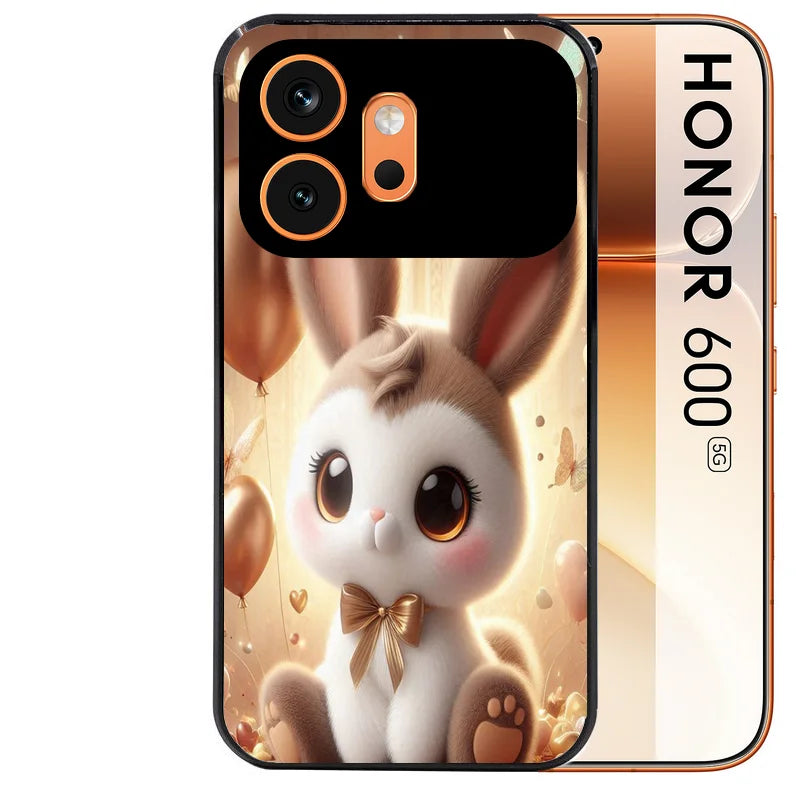 Coque noire taperso pour Honor 600 et 600 PRO avec motif lapin ballon protection antichoc personnalisée
