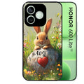 Coque noire pour Honor 600 LITE avec motif lapin et fleurs personnaliséee protection antichoc personnalisée