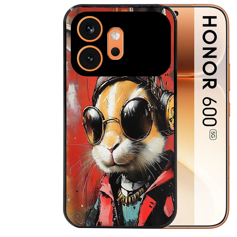 Coque noire taperso pour Honor 600 et 600 PRO avec motif lapin tag protection antichoc personnalisée
