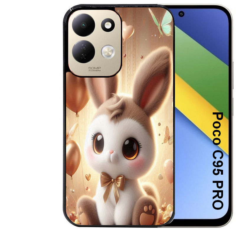 Coque pour POCO C95 PRO personnalisée lapin ballon