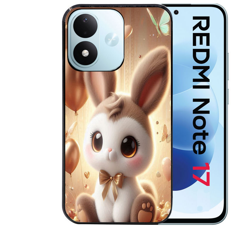 Coque pour Redmi Note 17 et PRO 4G 5G Max personnalisée lapin ballon