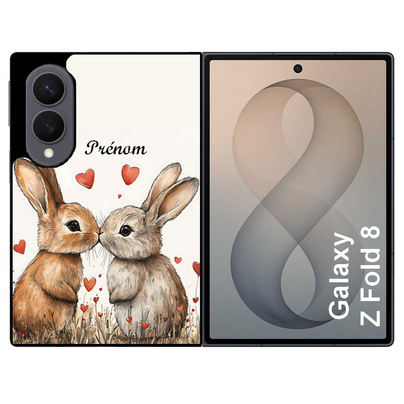 Coque pour Z FOLD 8 personnalisée lapin coeur avec prenom