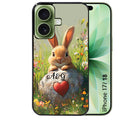 Coque pour Iphone 18 / PRO / PRO MAX / 18E personnalisée lapin et fleurs