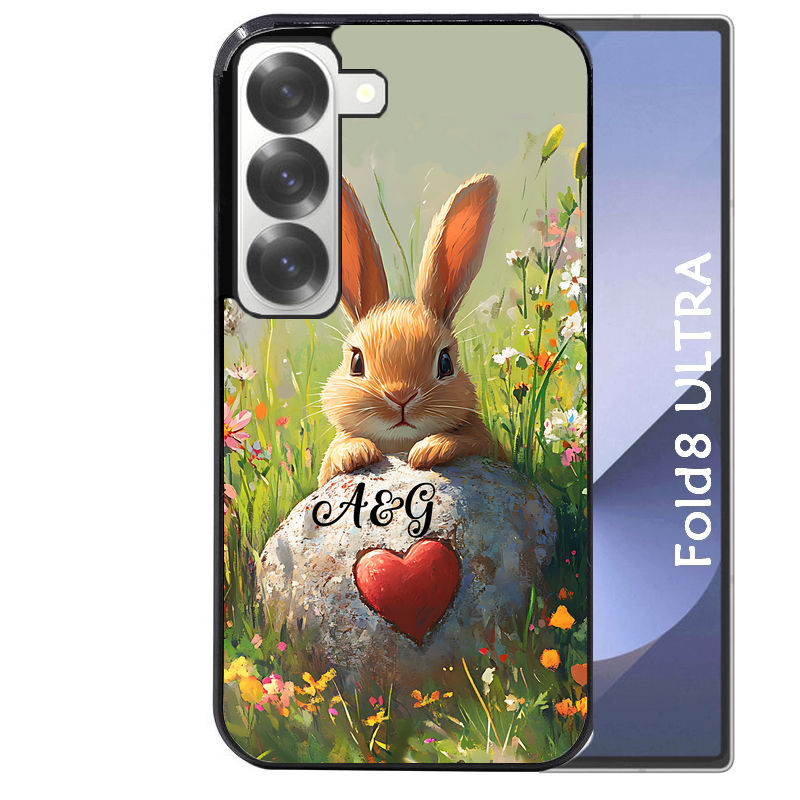 Coque pour Z FOLD 8 ULTRA personnalisée lapin et fleurs