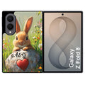 Coque pour Z FOLD 8 personnalisée lapin et fleurs
